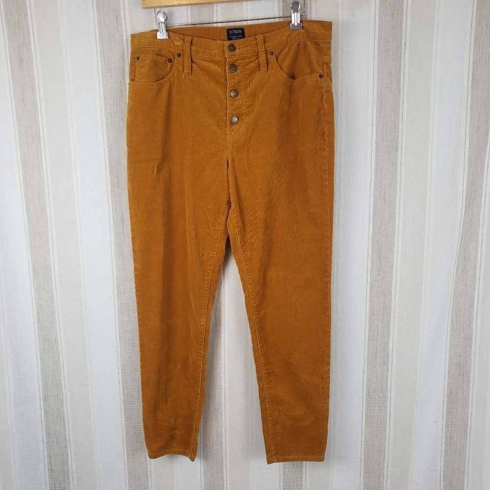 J. Crew 9" High Rise Skinny‎ Corduroy Pants Orange Size 31 - Picture 2 of 10